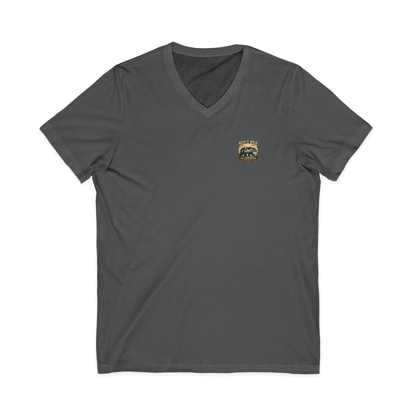Keep It Wild V-Neck Tee — Bear Mountains 'Stay True & Roam Free' Outdoor T-Shirt