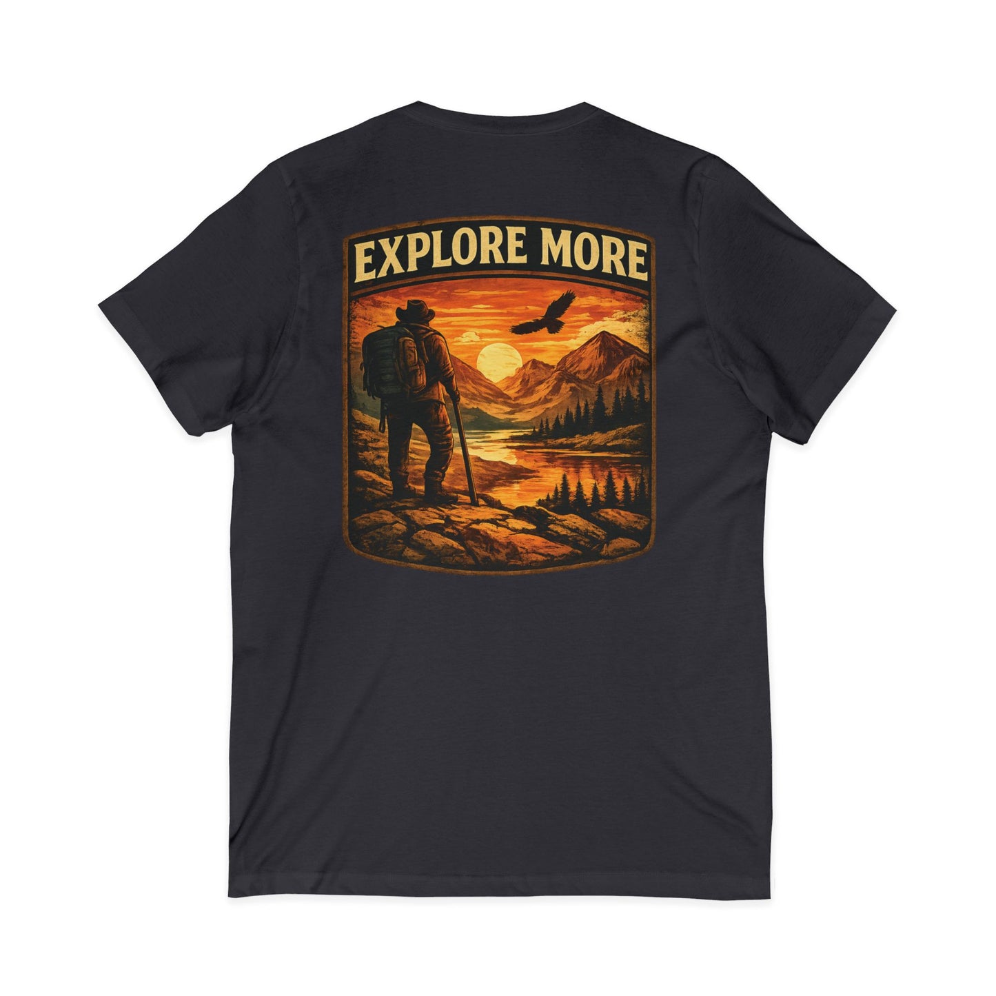 Explore More V-Neck Tee — Adventure Hiking Graphic Shirt