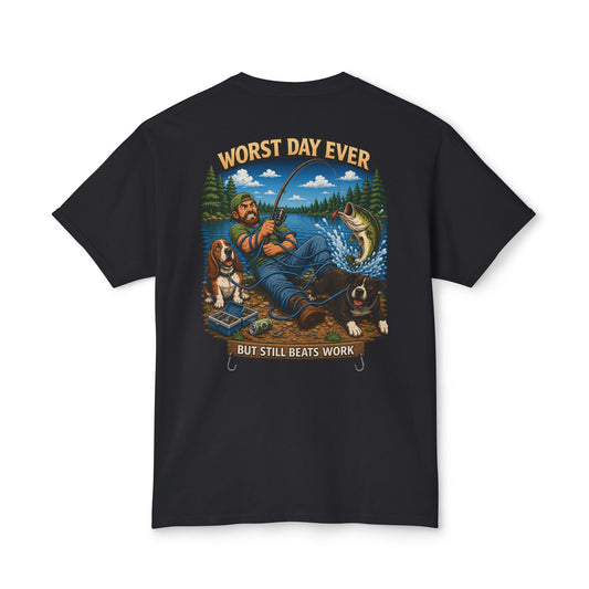 “Worst Day Ever But Still Beats Work” Funny Fishing T-Shirt