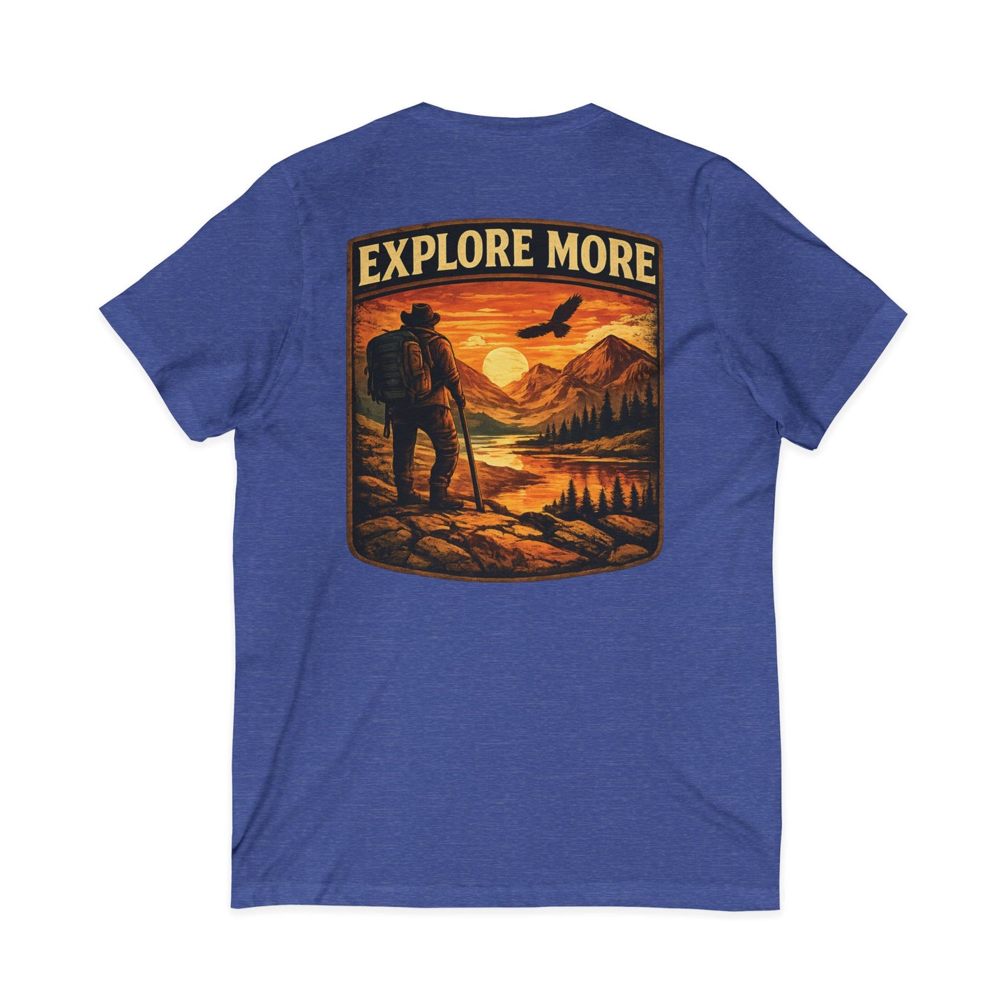 Explore More V-Neck Tee — Adventure Hiking Graphic Shirt