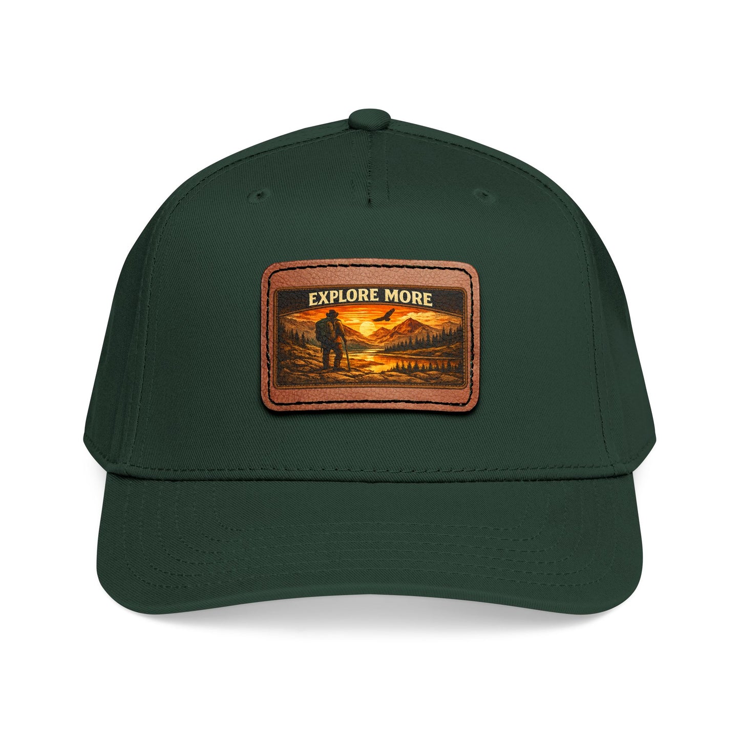 Explore More Leather Patch  — Outdoor Adventure Trucker Hat