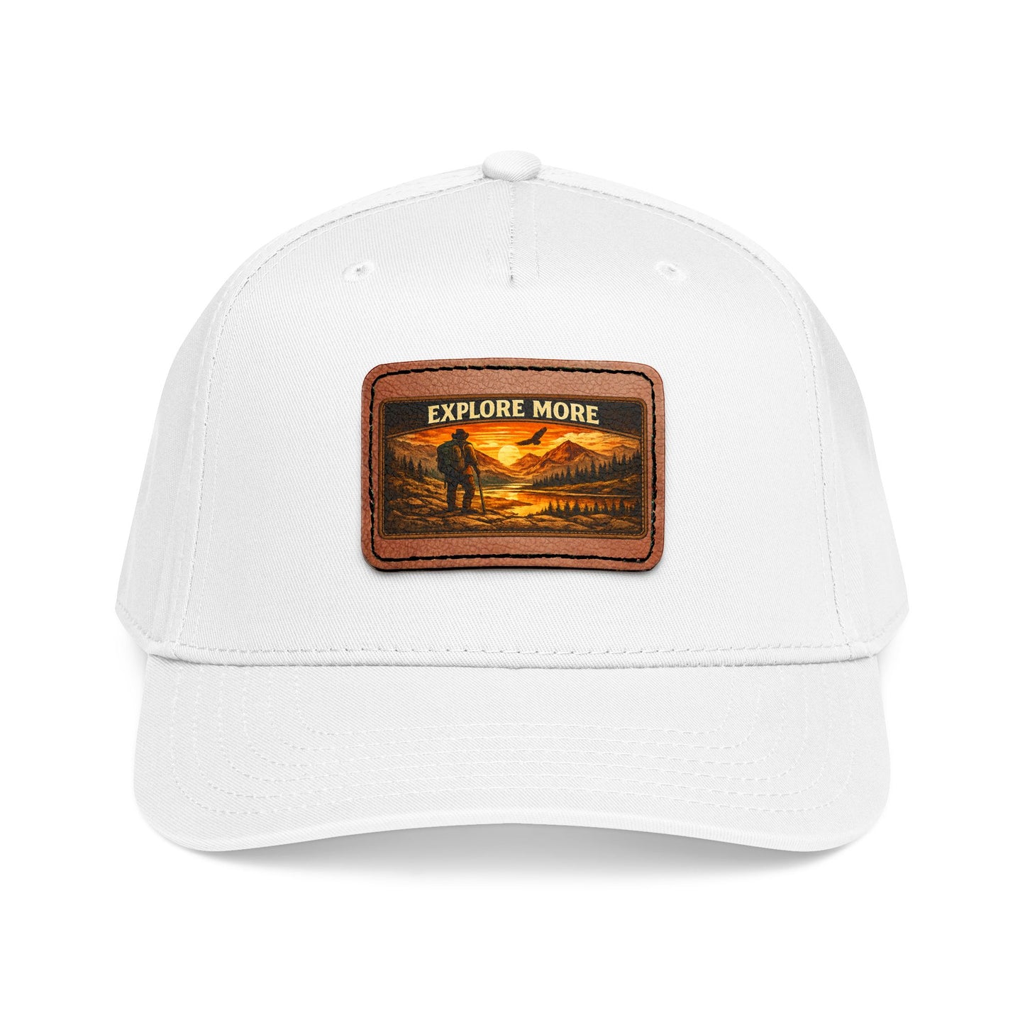 Explore More Leather Patch  — Outdoor Adventure Trucker Hat