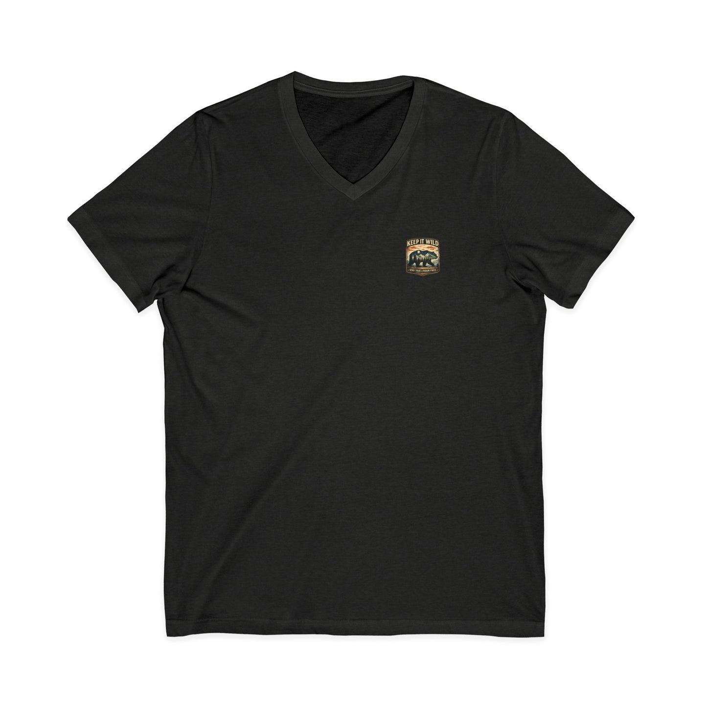 Keep It Wild V-Neck Tee — Bear Mountains 'Stay True & Roam Free' Outdoor T-Shirt