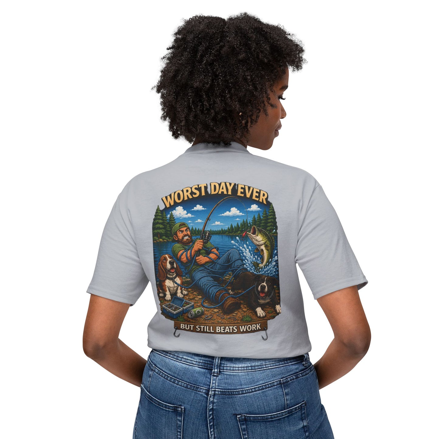“Worst Day Ever But Still Beats Work” Funny Fishing T-Shirt