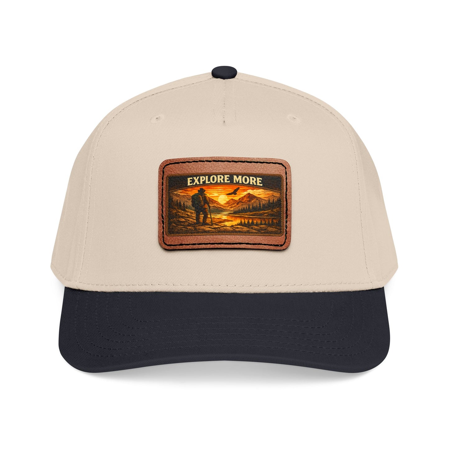 Explore More Leather Patch  — Outdoor Adventure Trucker Hat