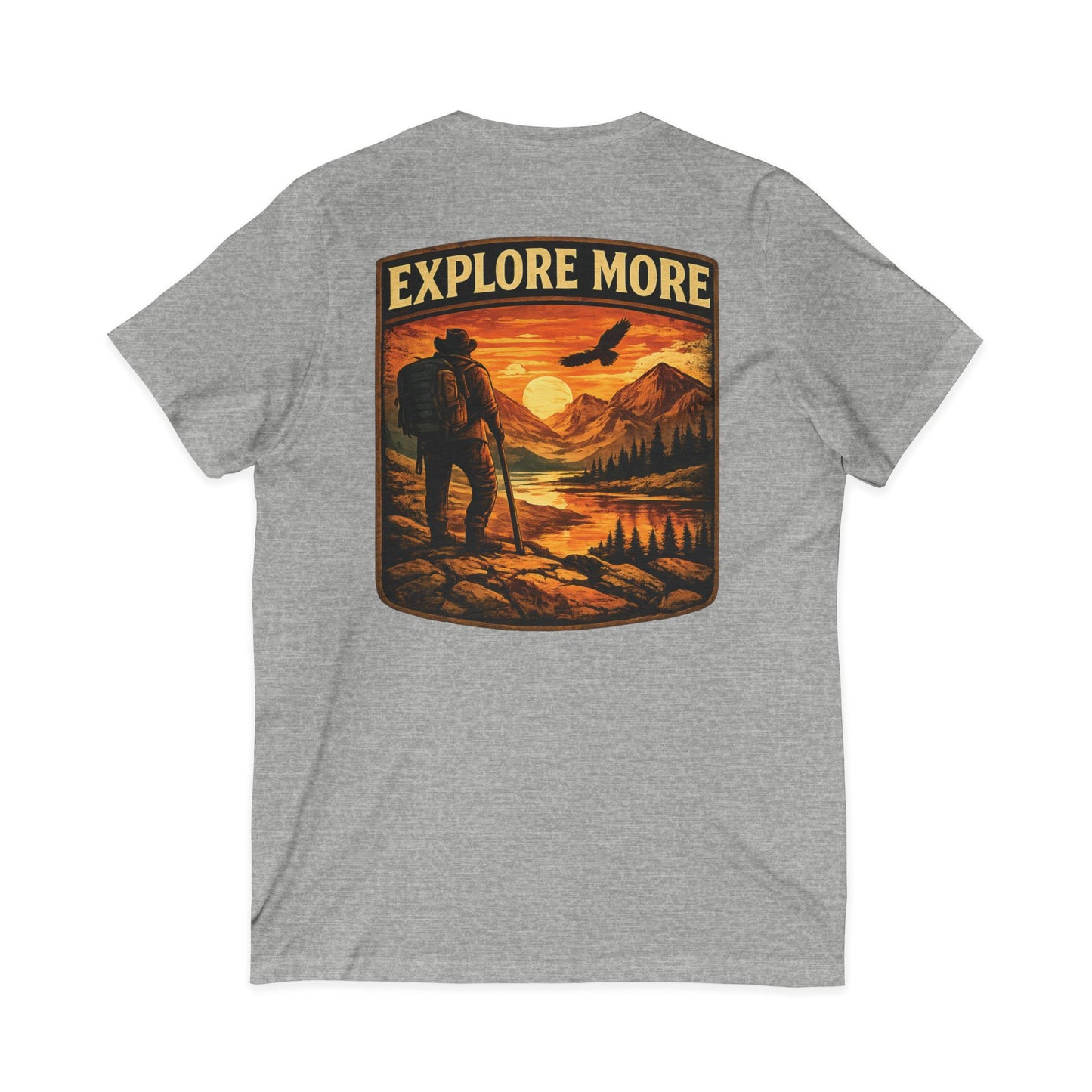 Explore More V-Neck Tee — Adventure Hiking Graphic Shirt