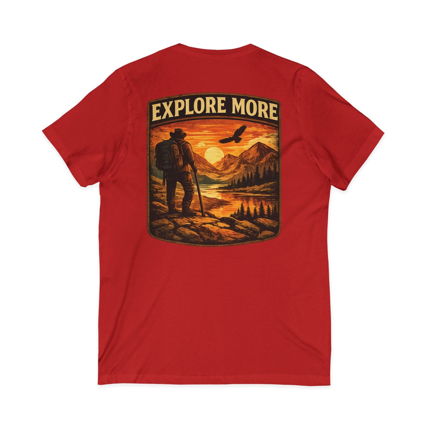 Explore More V-Neck Tee — Adventure Hiking Graphic Shirt