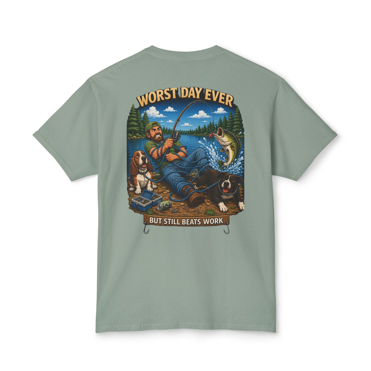 “Worst Day Ever But Still Beats Work” Funny Fishing T-Shirt