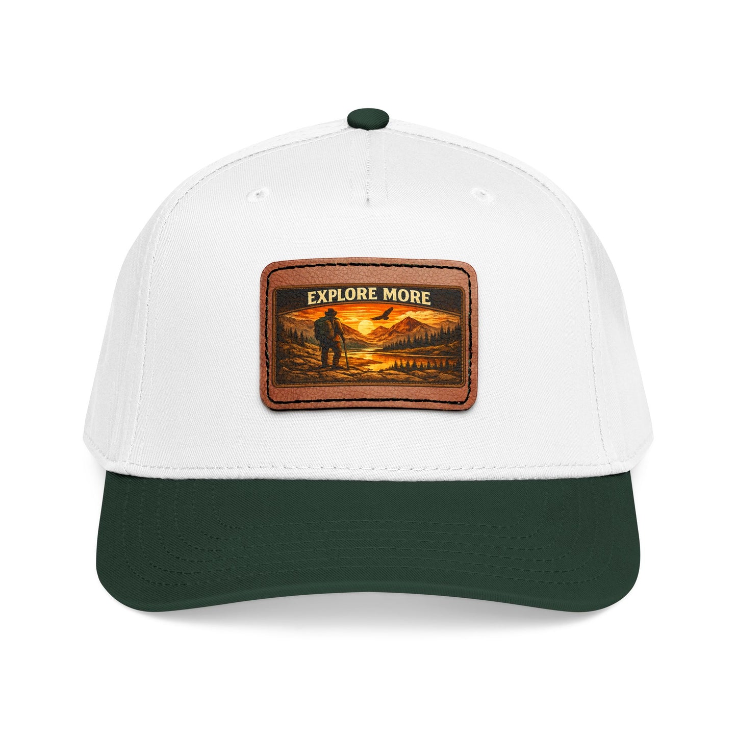 Explore More Leather Patch  — Outdoor Adventure Trucker Hat