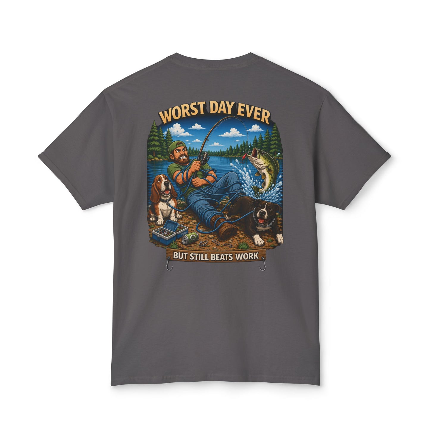“Worst Day Ever But Still Beats Work” Funny Fishing T-Shirt