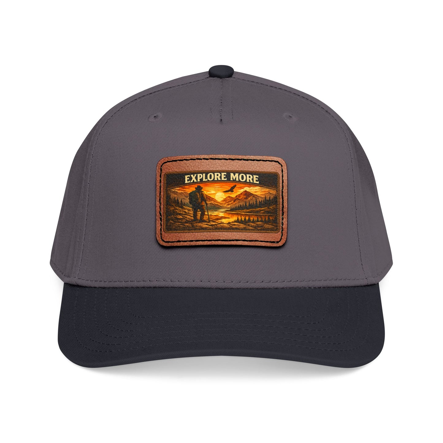 Explore More Leather Patch  — Outdoor Adventure Trucker Hat