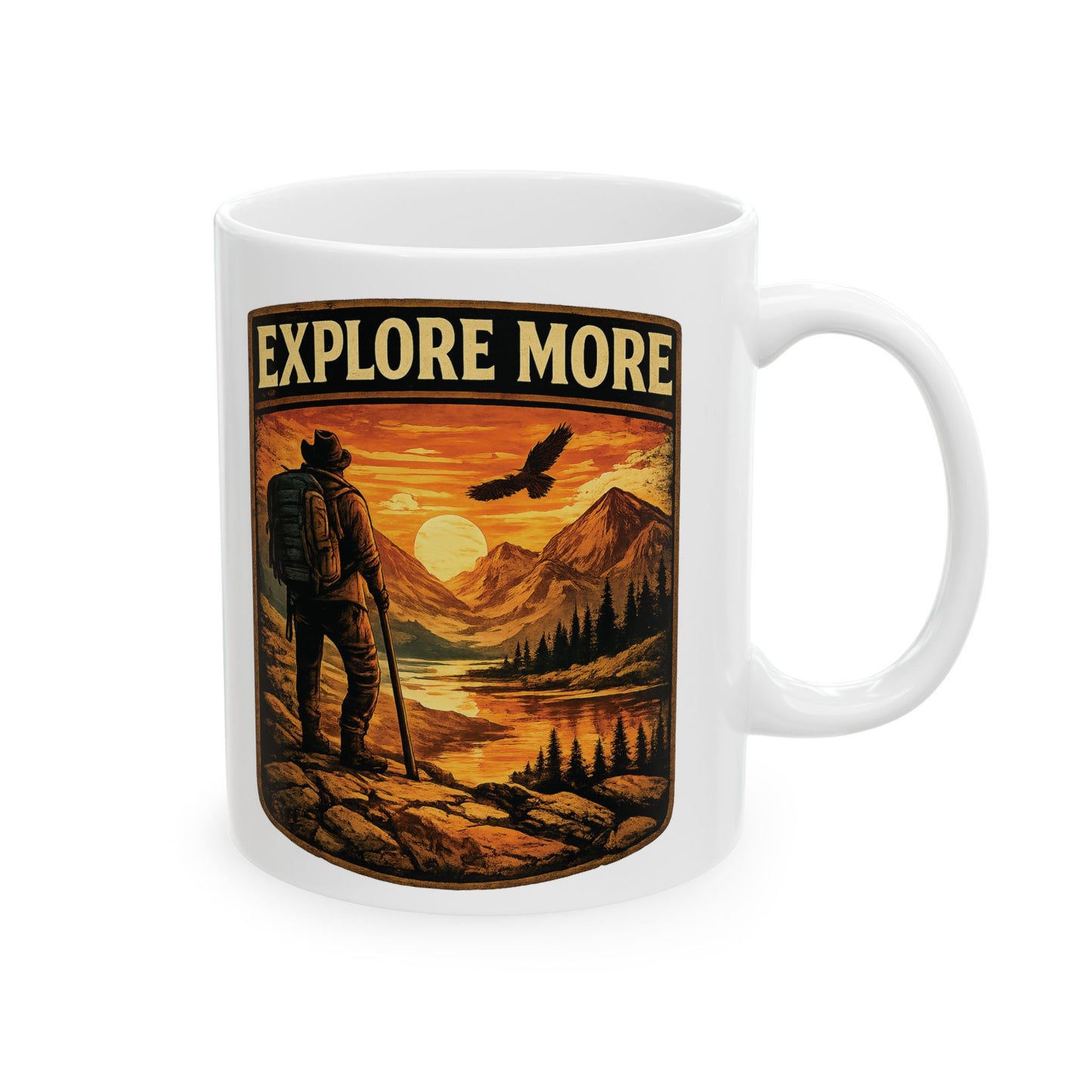 Explore More Ceramic Mug — Vintage Hiking Coffee Cup (11oz & 15oz)