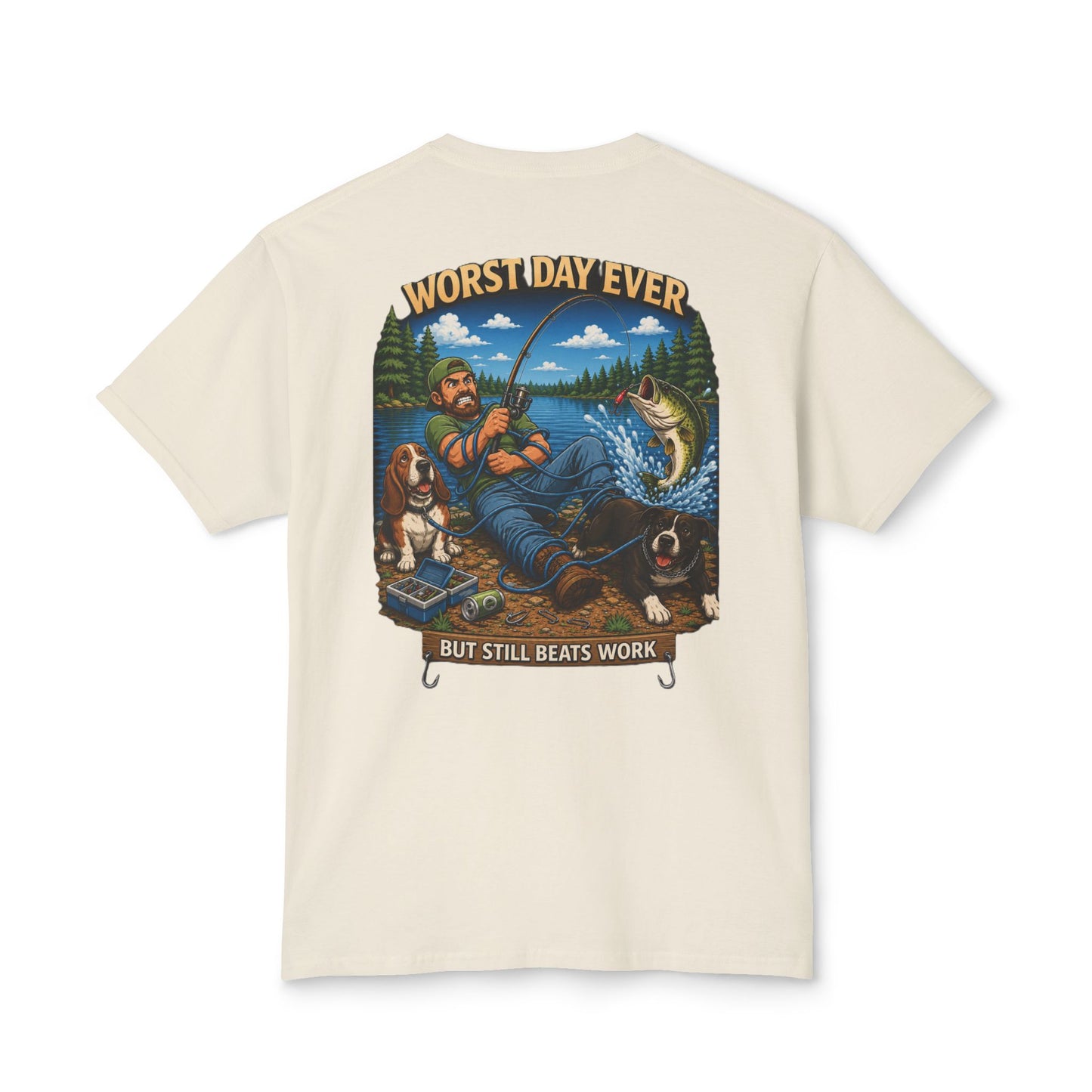 “Worst Day Ever But Still Beats Work” Funny Fishing T-Shirt