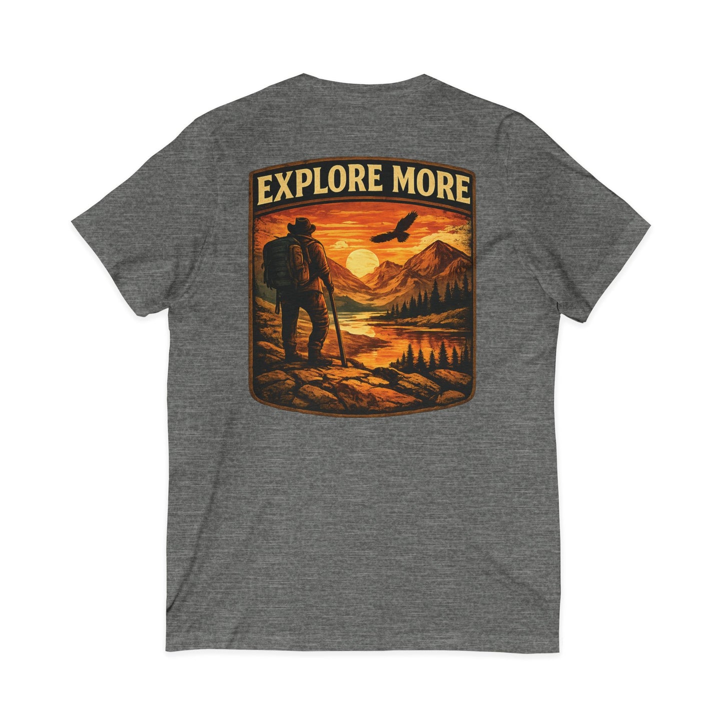 Explore More V-Neck Tee — Adventure Hiking Graphic Shirt