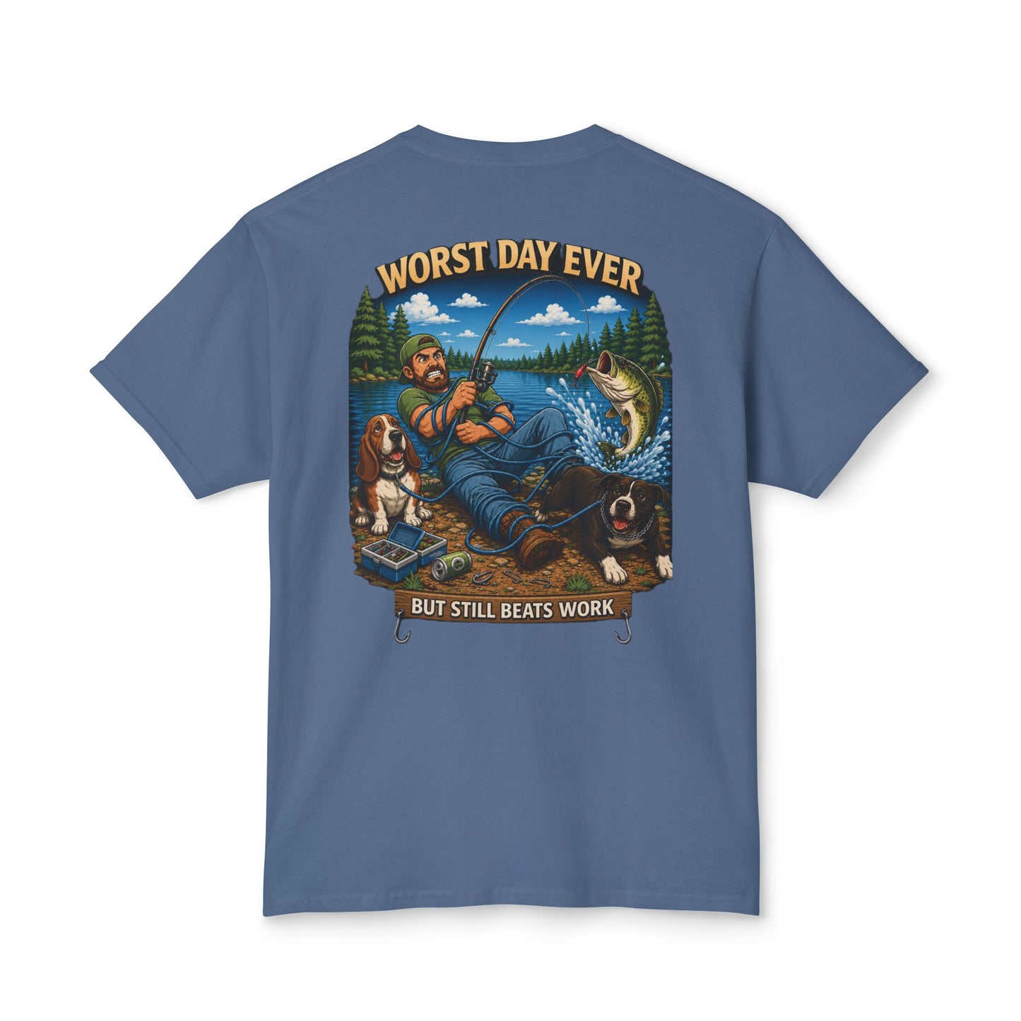 “Worst Day Ever But Still Beats Work” Funny Fishing T-Shirt