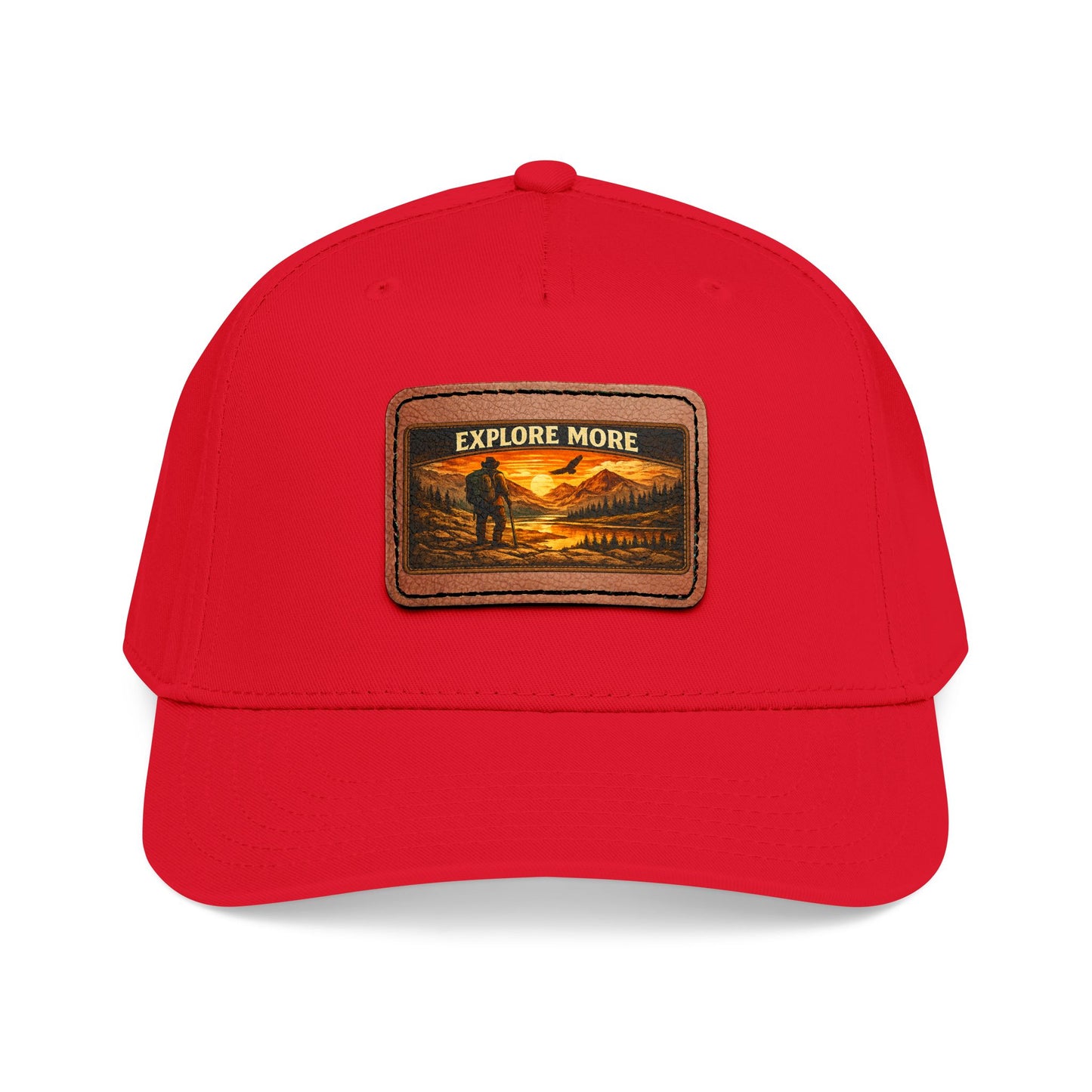 Explore More Leather Patch  — Outdoor Adventure Trucker Hat