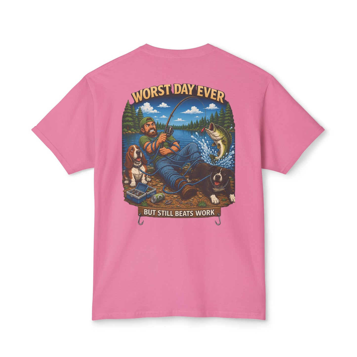 “Worst Day Ever But Still Beats Work” Funny Fishing T-Shirt
