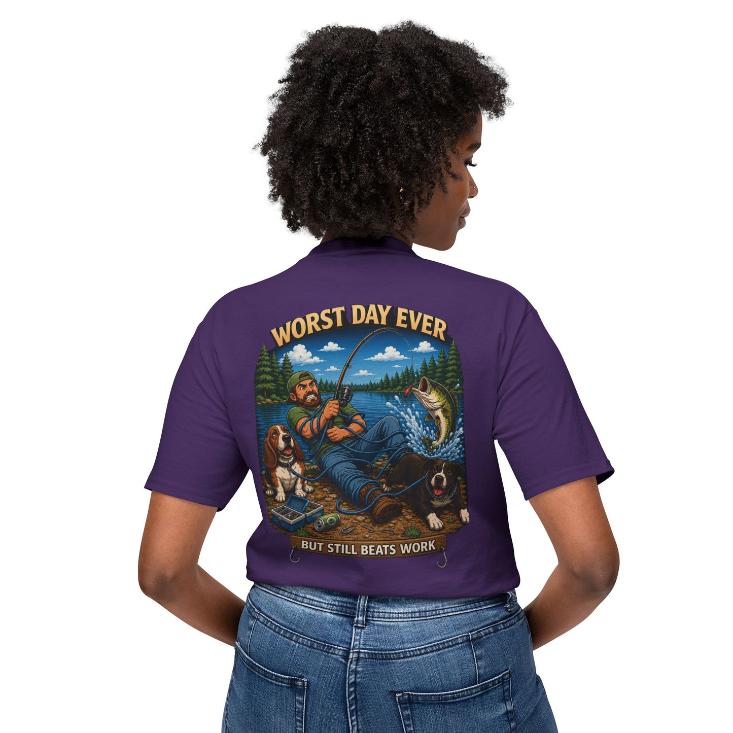 “Worst Day Ever But Still Beats Work” Funny Fishing T-Shirt