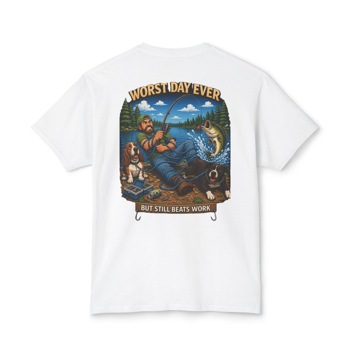 “Worst Day Ever But Still Beats Work” Funny Fishing T-Shirt