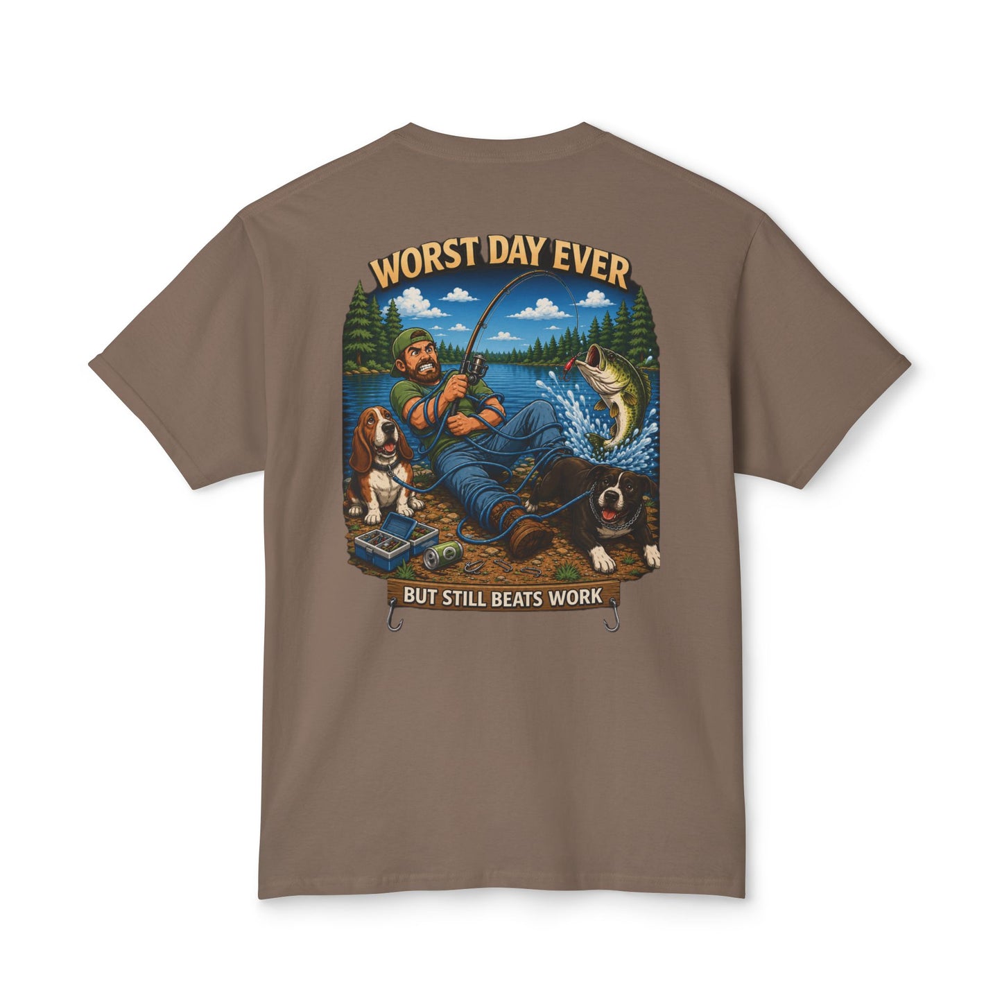 “Worst Day Ever But Still Beats Work” Funny Fishing T-Shirt