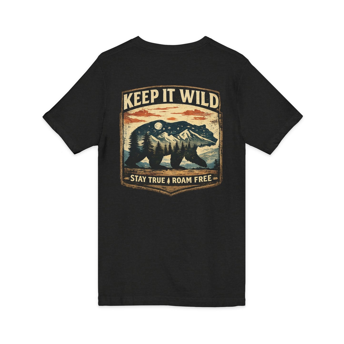 Keep It Wild V-Neck Tee — Bear Mountains 'Stay True & Roam Free' Outdoor T-Shirt