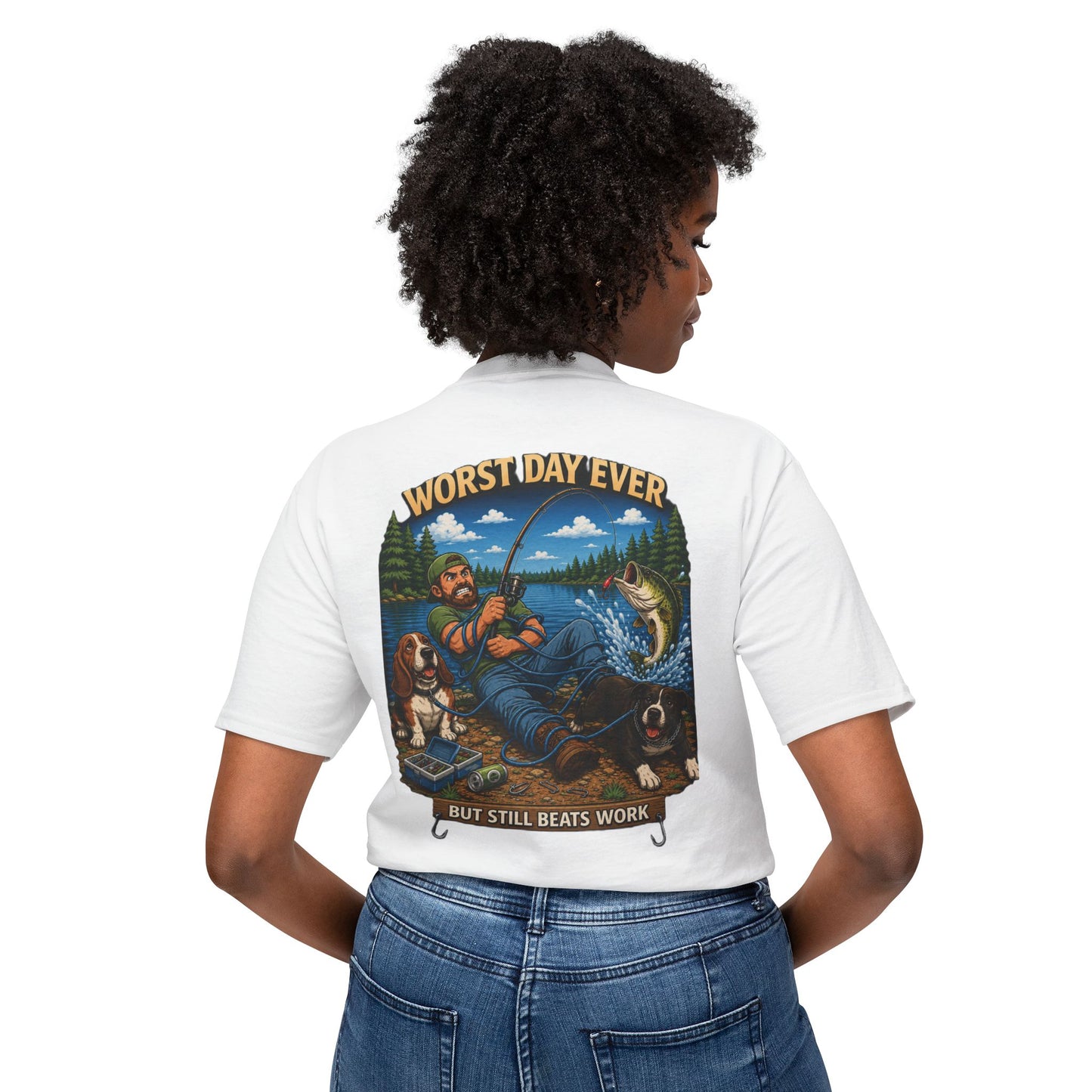 “Worst Day Ever But Still Beats Work” Funny Fishing T-Shirt