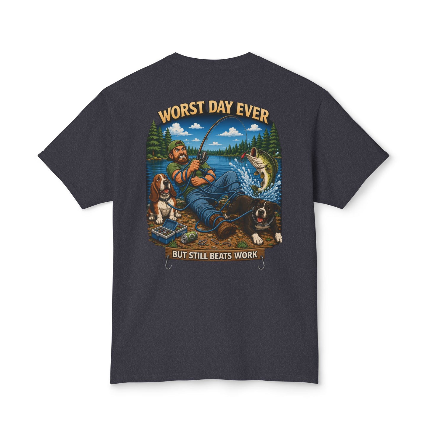 “Worst Day Ever But Still Beats Work” Funny Fishing T-Shirt