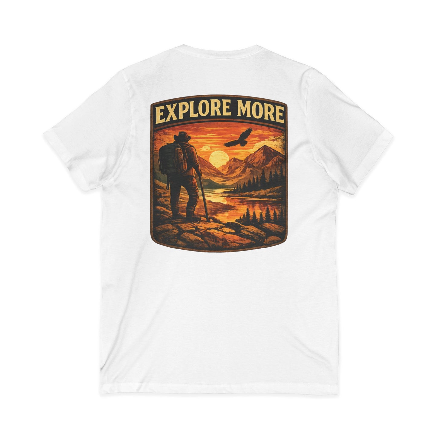 Explore More V-Neck Tee — Adventure Hiking Graphic Shirt