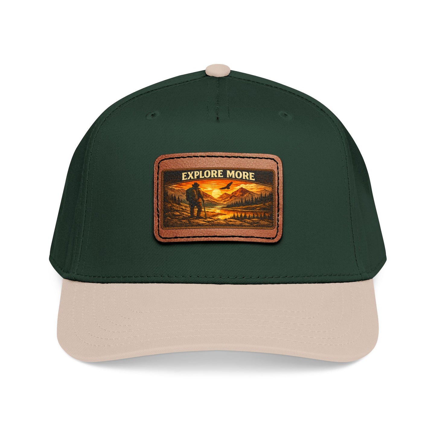 Explore More Leather Patch  — Outdoor Adventure Trucker Hat