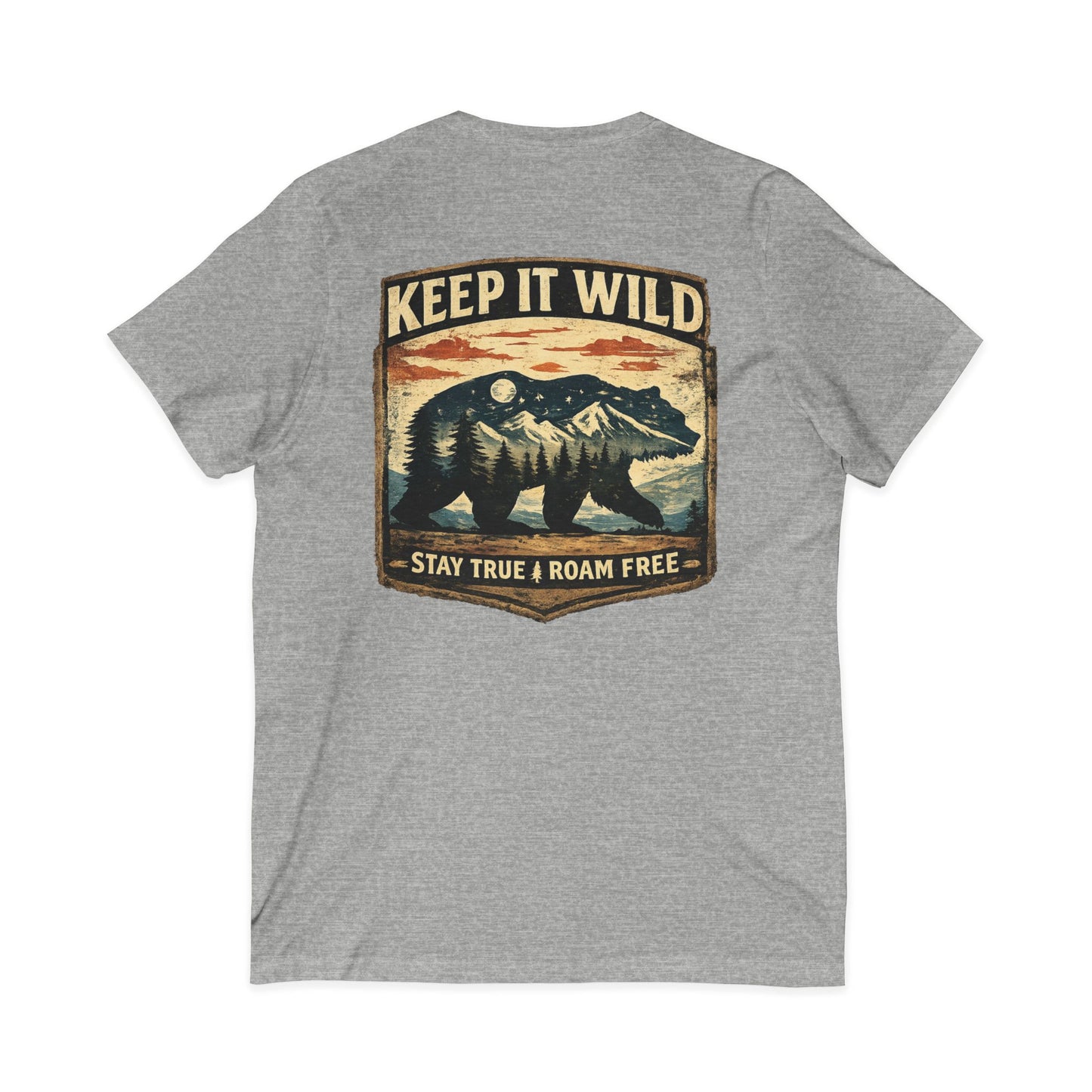 Keep It Wild V-Neck Tee — Bear Mountains 'Stay True & Roam Free' Outdoor T-Shirt
