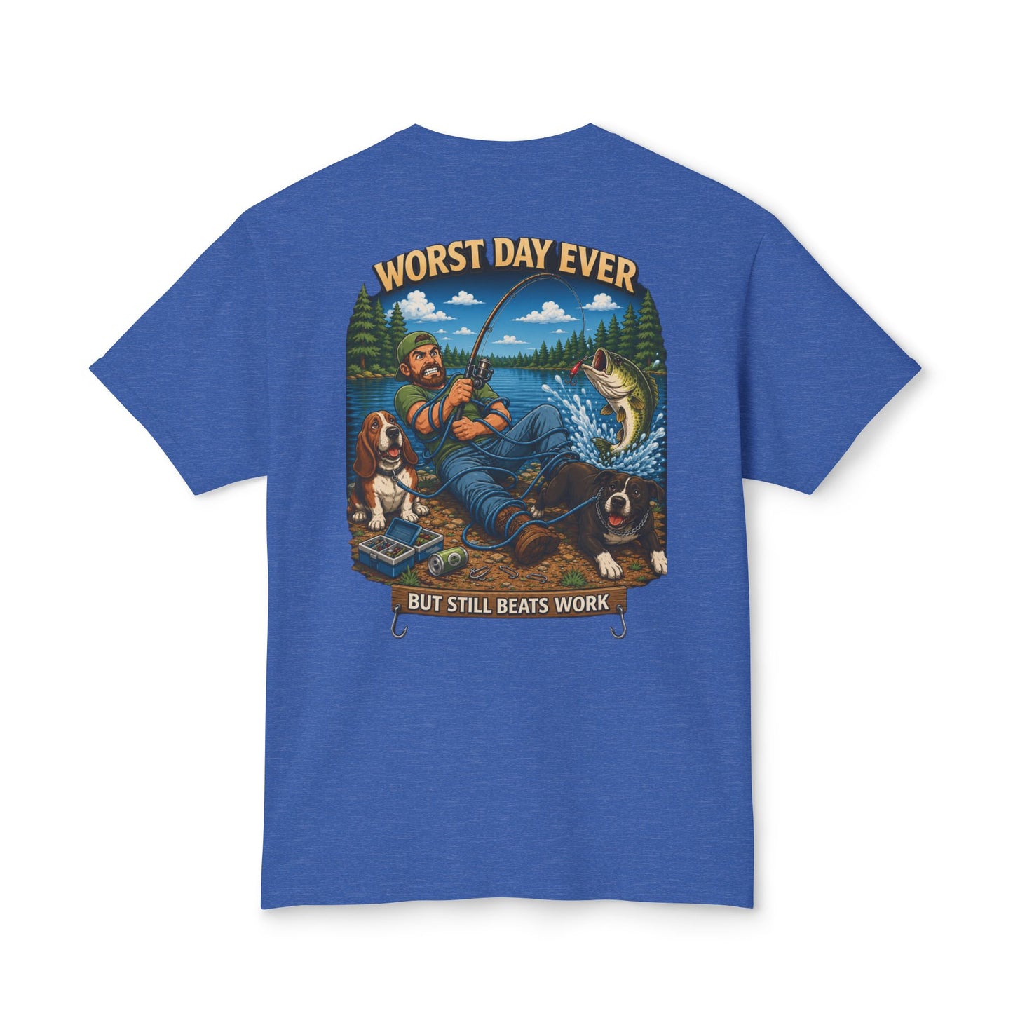 “Worst Day Ever But Still Beats Work” Funny Fishing T-Shirt