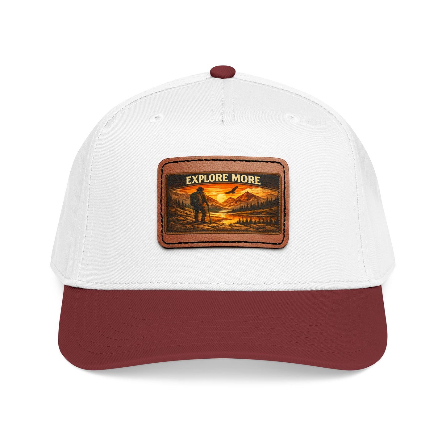 Explore More Leather Patch  — Outdoor Adventure Trucker Hat
