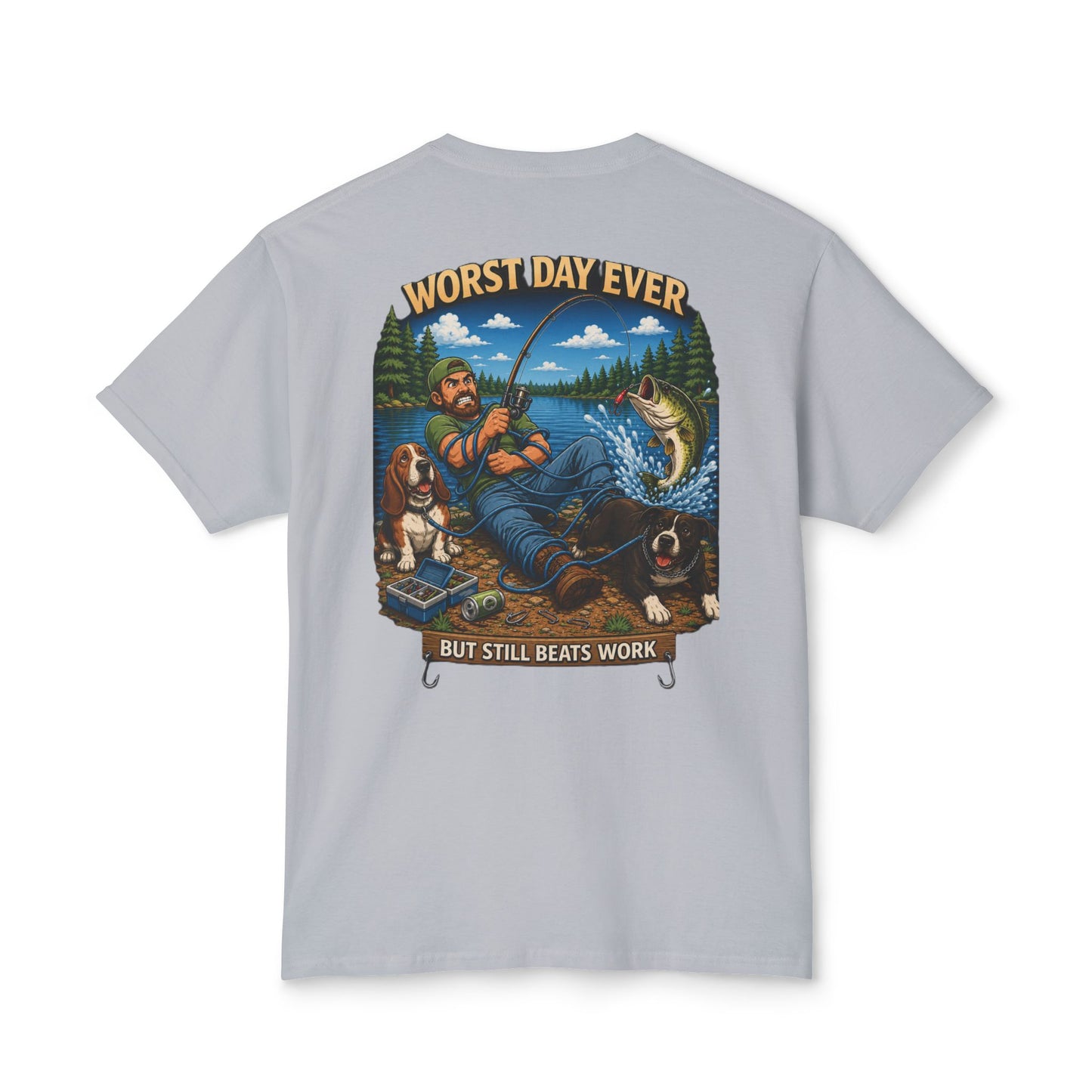 “Worst Day Ever But Still Beats Work” Funny Fishing T-Shirt