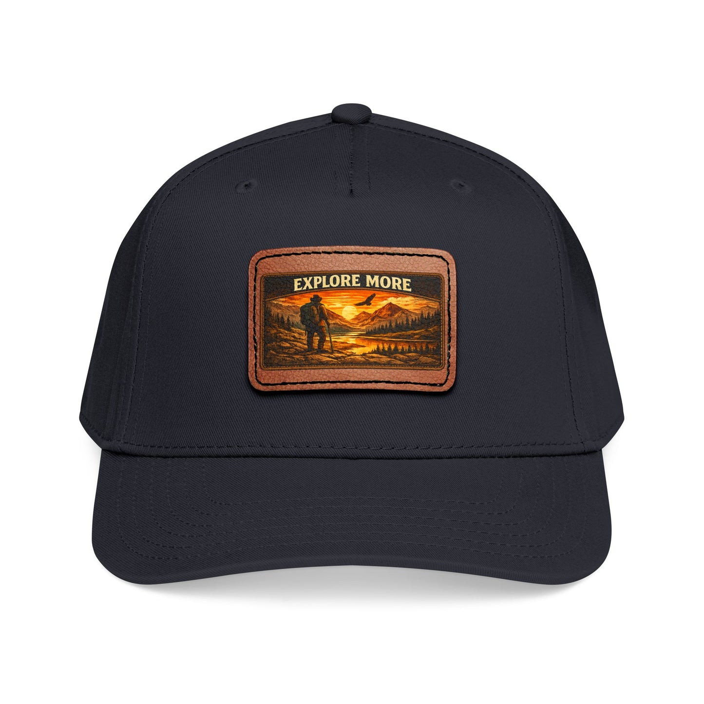 Explore More Leather Patch  — Outdoor Adventure Trucker Hat