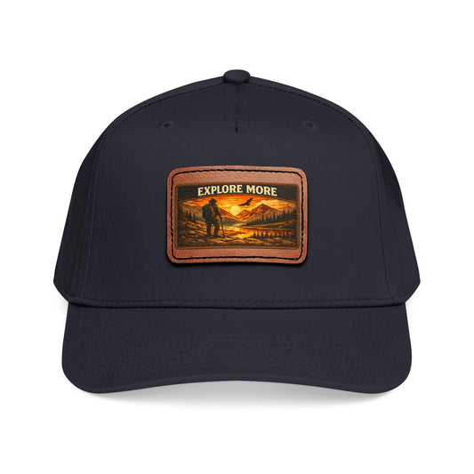 Explore More Leather Patch  — Outdoor Adventure Trucker Hat