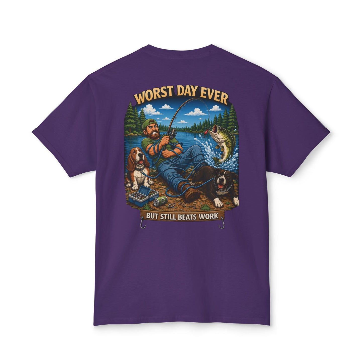“Worst Day Ever But Still Beats Work” Funny Fishing T-Shirt