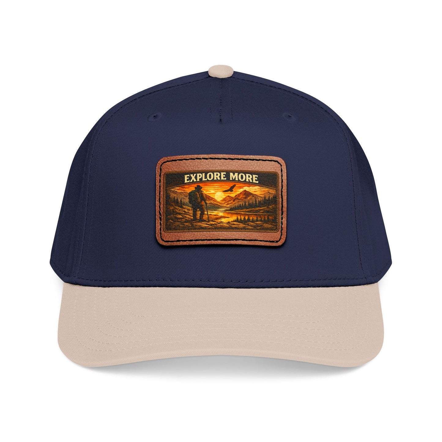 Explore More Leather Patch  — Outdoor Adventure Trucker Hat