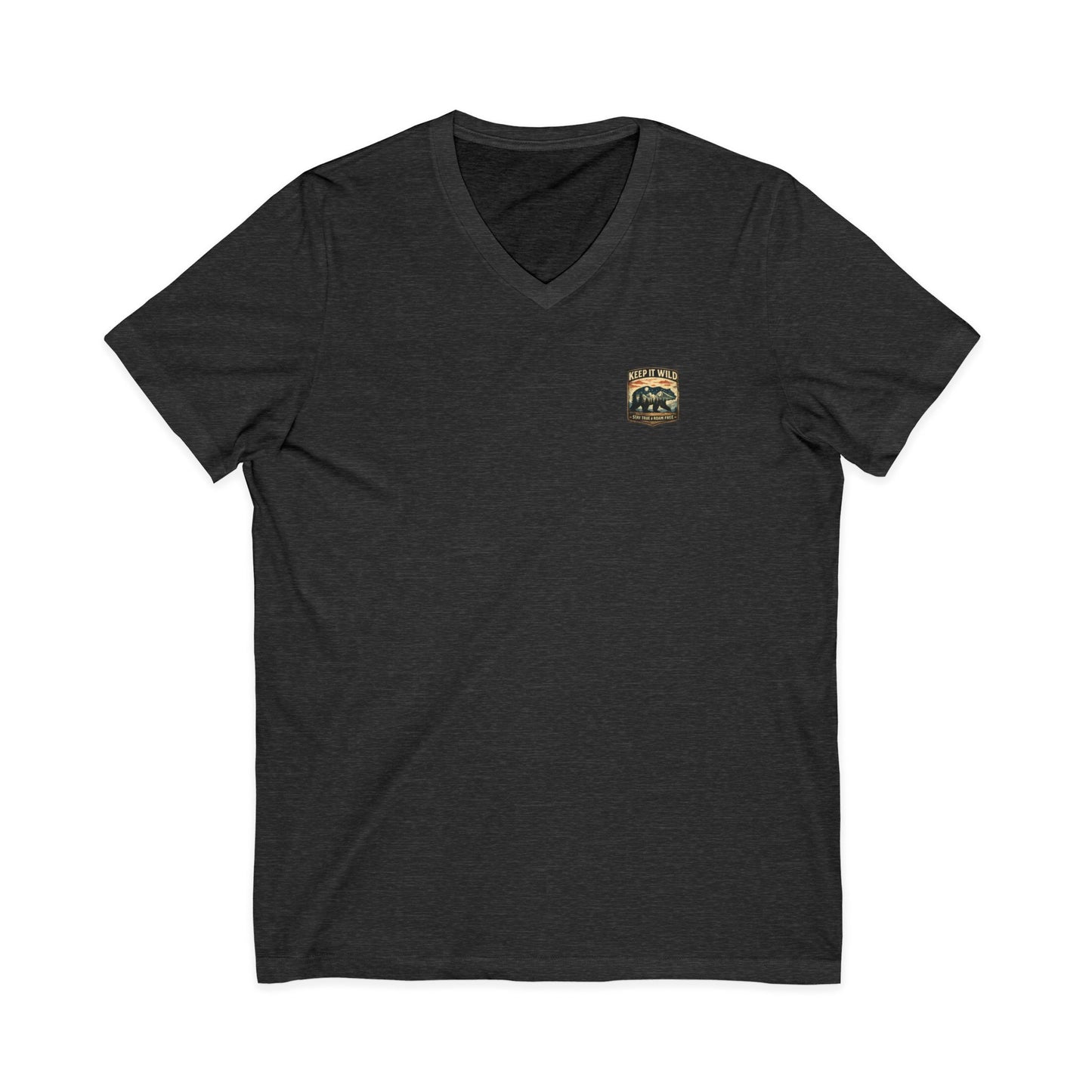 Keep It Wild V-Neck Tee — Bear Mountains 'Stay True & Roam Free' Outdoor T-Shirt