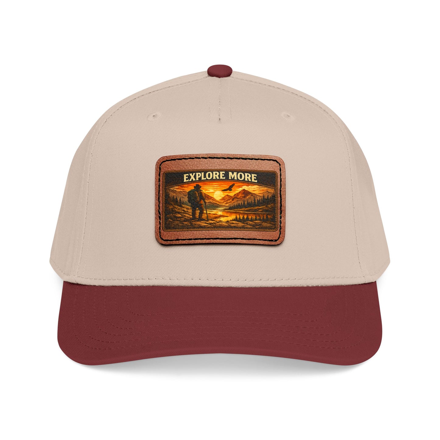 Explore More Leather Patch  — Outdoor Adventure Trucker Hat