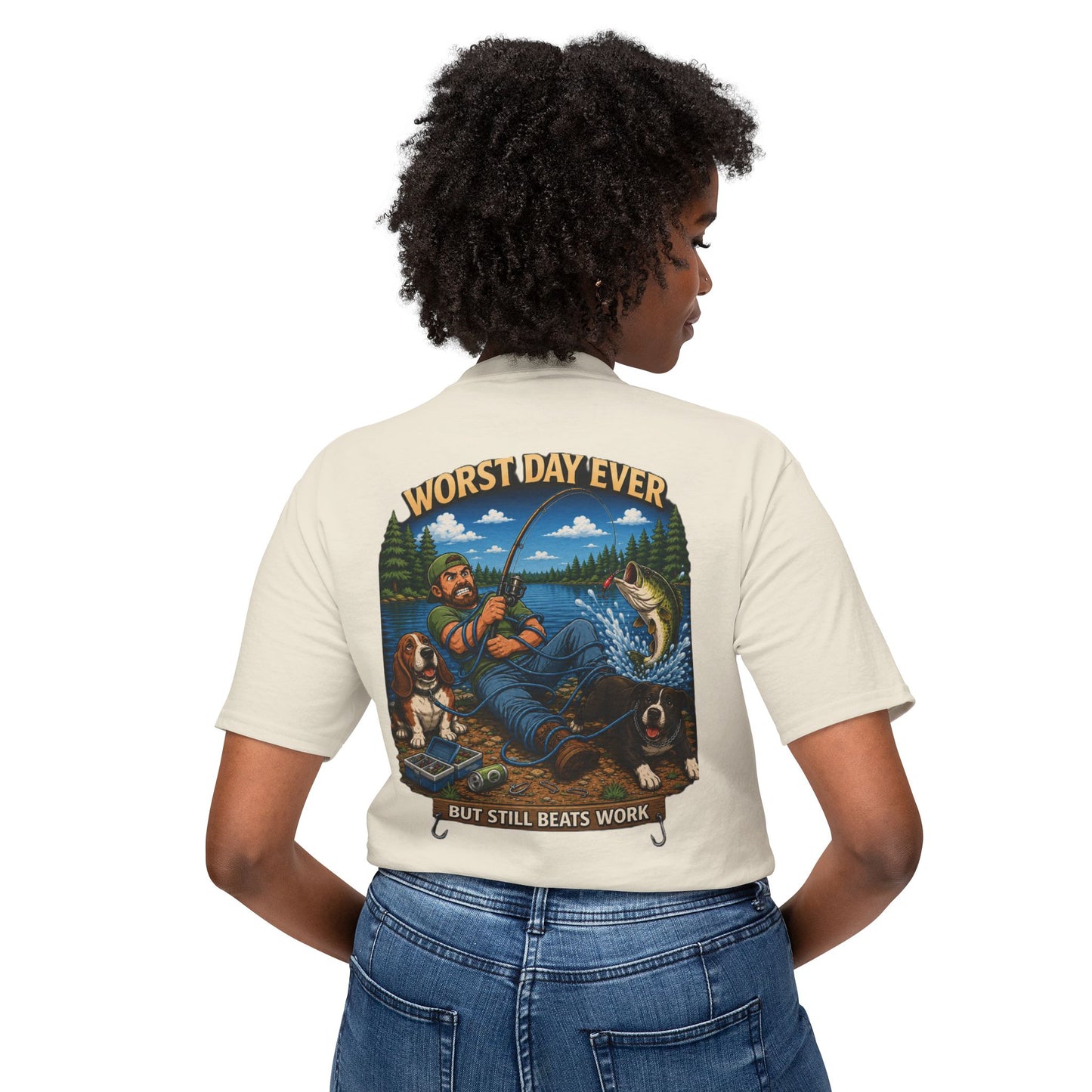 “Worst Day Ever But Still Beats Work” Funny Fishing T-Shirt