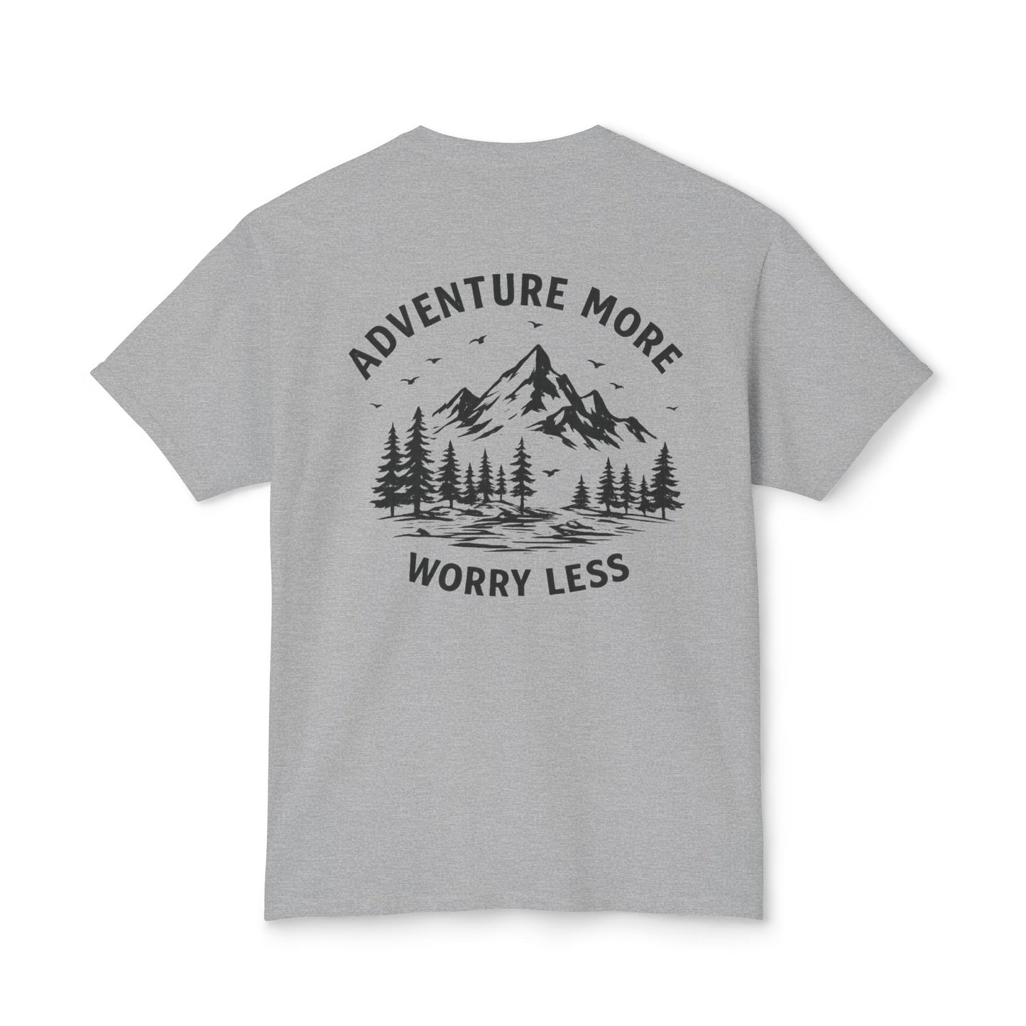 Adventure More, Worry Less Mountain Graphic T-Shirt