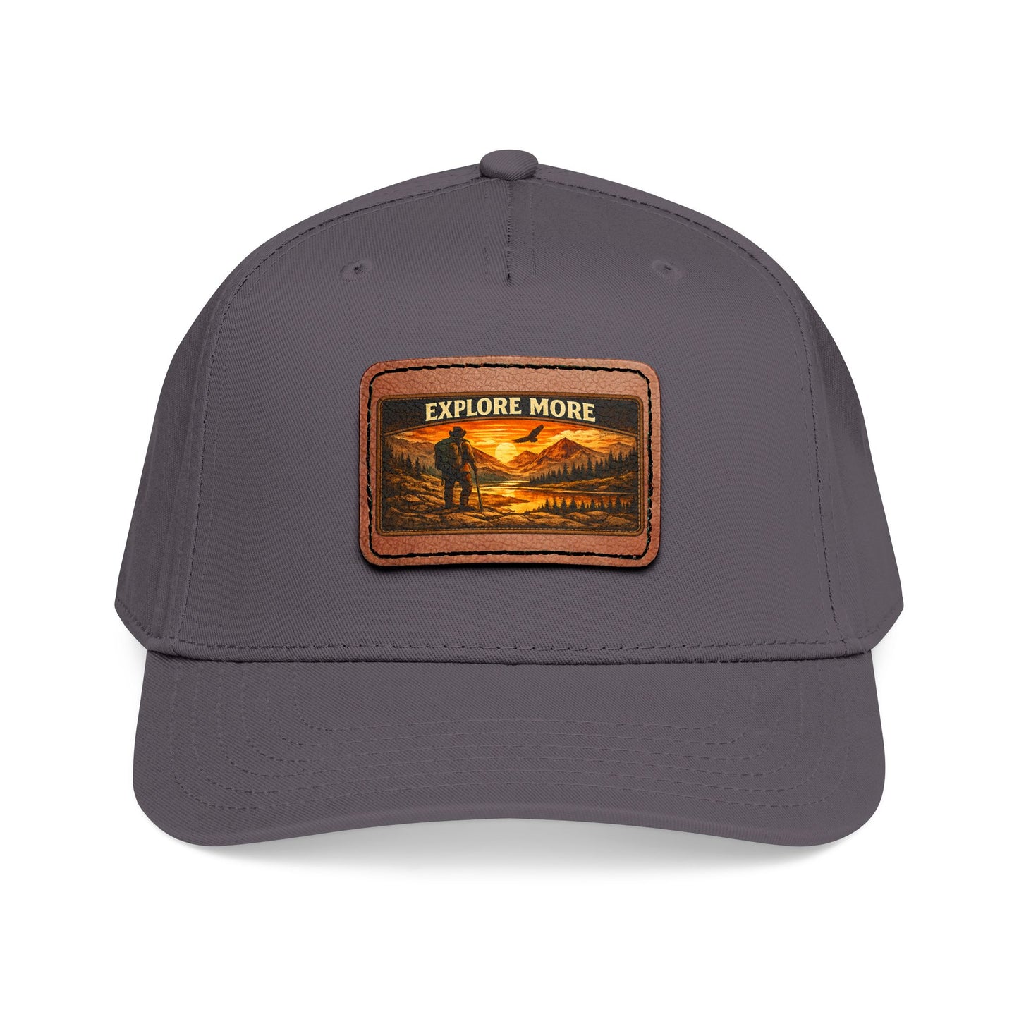 Explore More Leather Patch  — Outdoor Adventure Trucker Hat