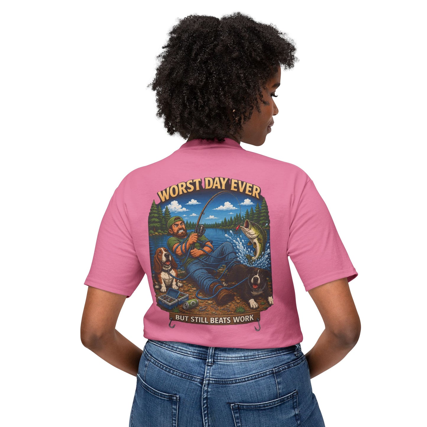 “Worst Day Ever But Still Beats Work” Funny Fishing T-Shirt