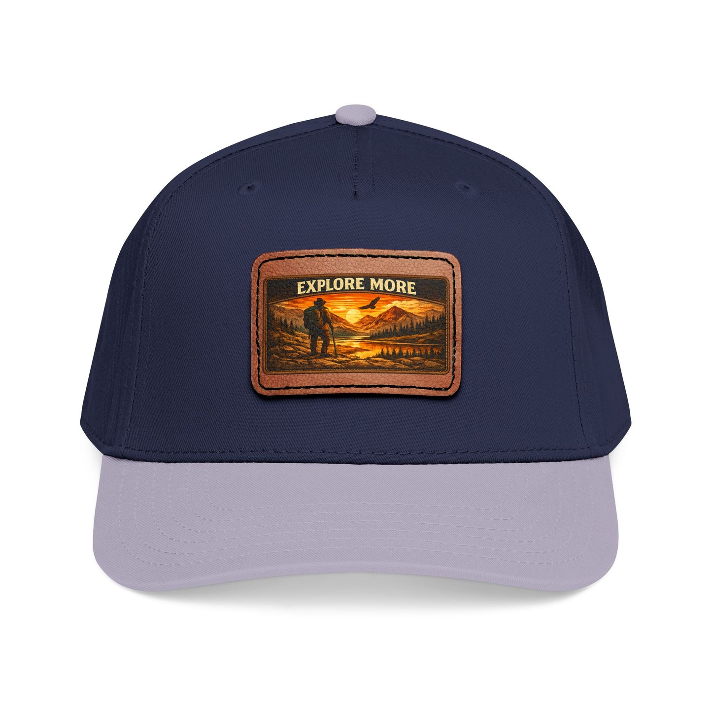 Explore More Leather Patch  — Outdoor Adventure Trucker Hat