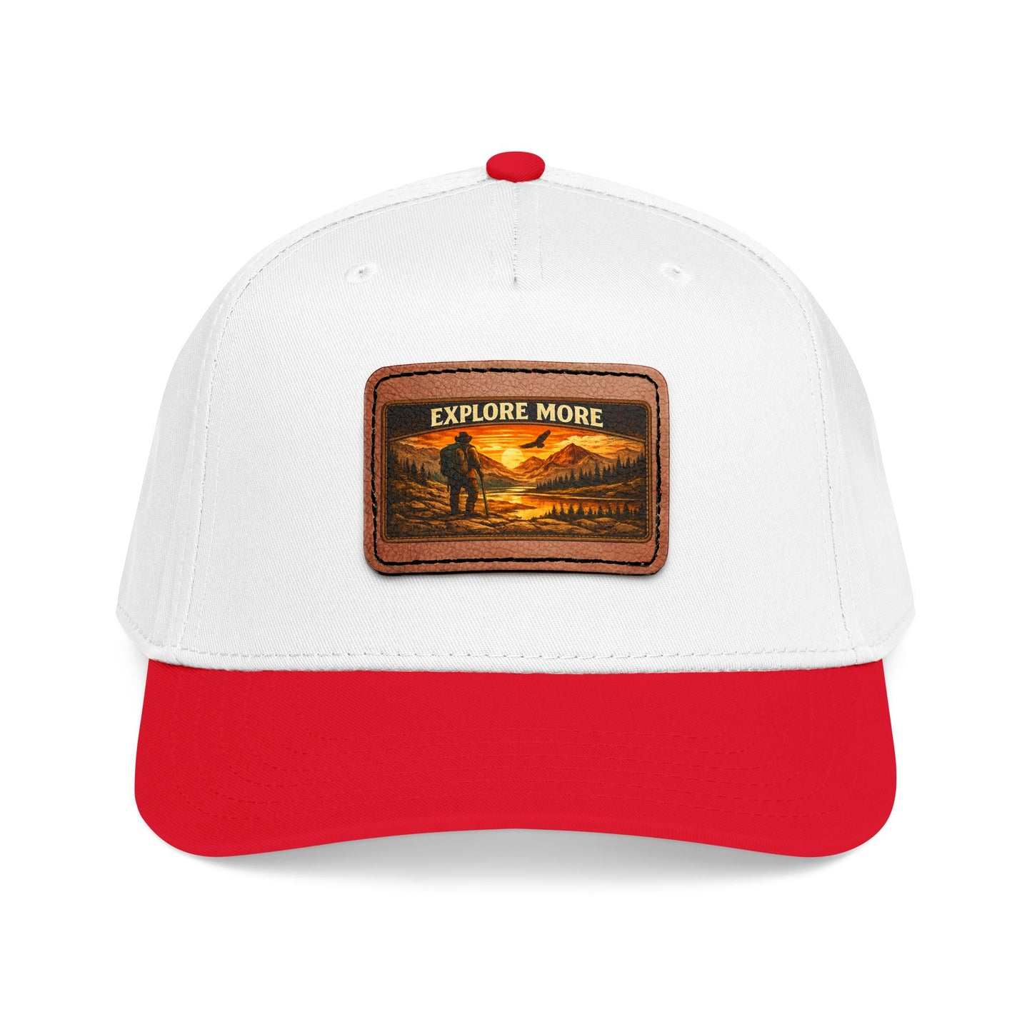 Explore More Leather Patch  — Outdoor Adventure Trucker Hat