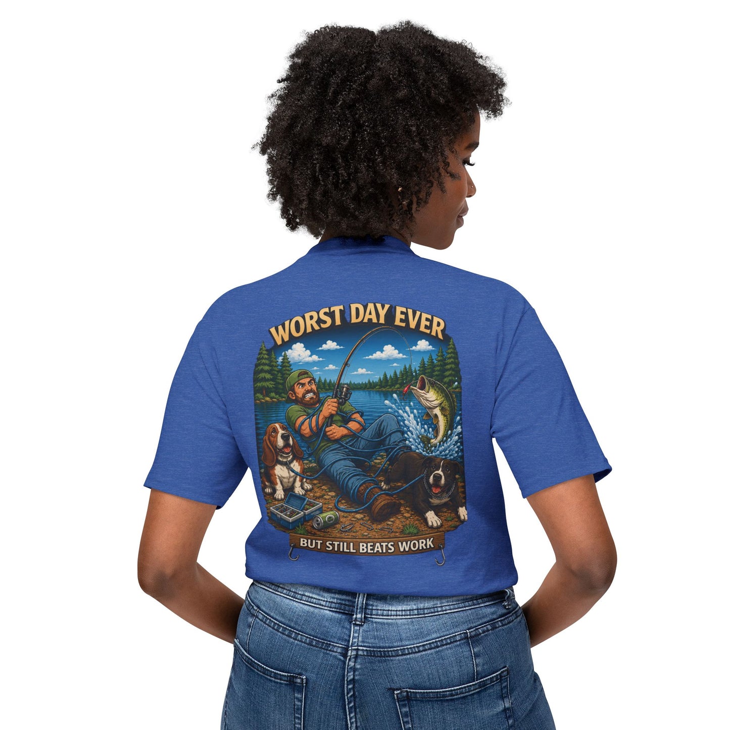 “Worst Day Ever But Still Beats Work” Funny Fishing T-Shirt
