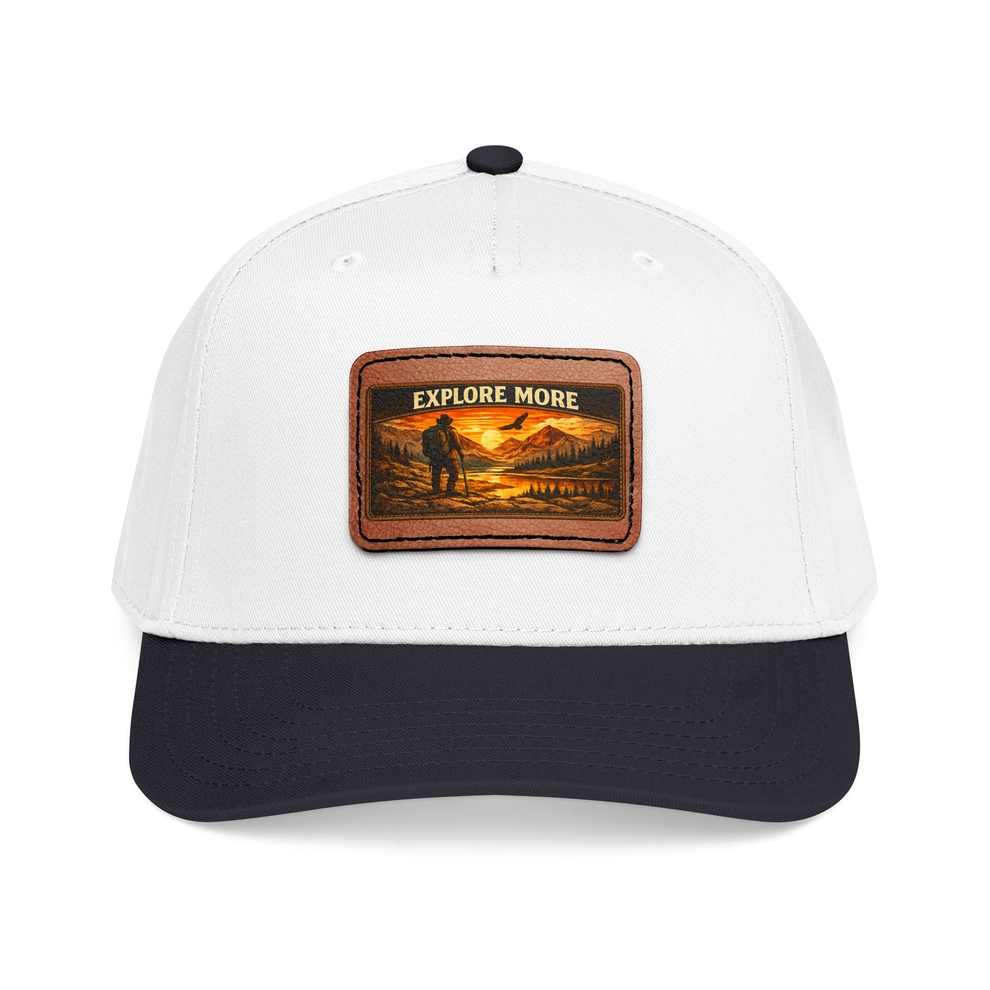Explore More Leather Patch  — Outdoor Adventure Trucker Hat