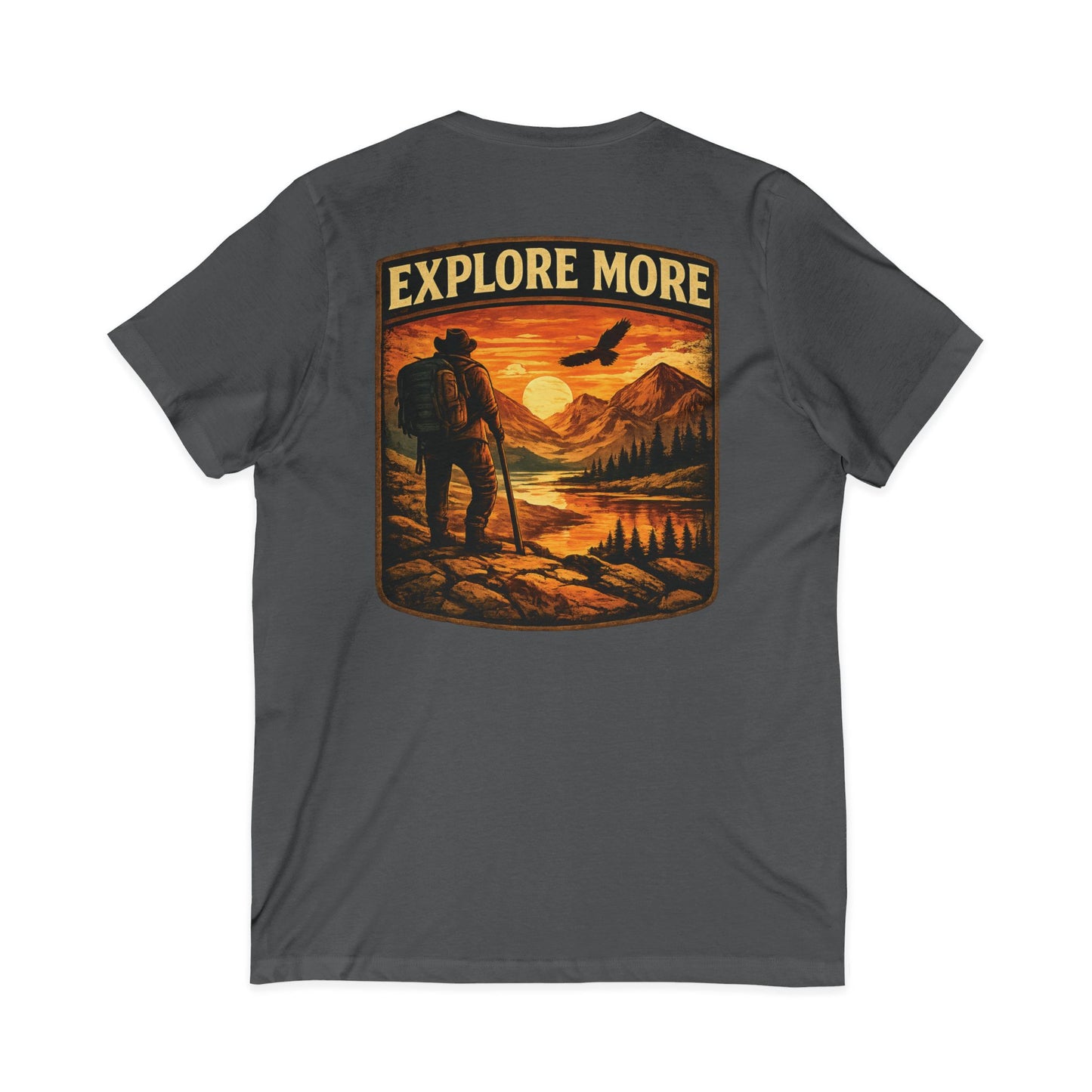 Explore More V-Neck Tee — Adventure Hiking Graphic Shirt