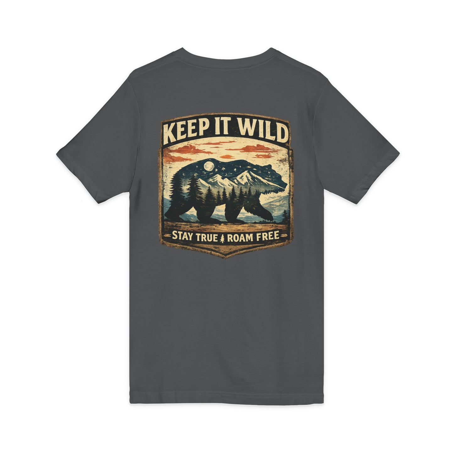 Keep It Wild V-Neck Tee — Bear Mountains 'Stay True & Roam Free' Outdoor T-Shirt