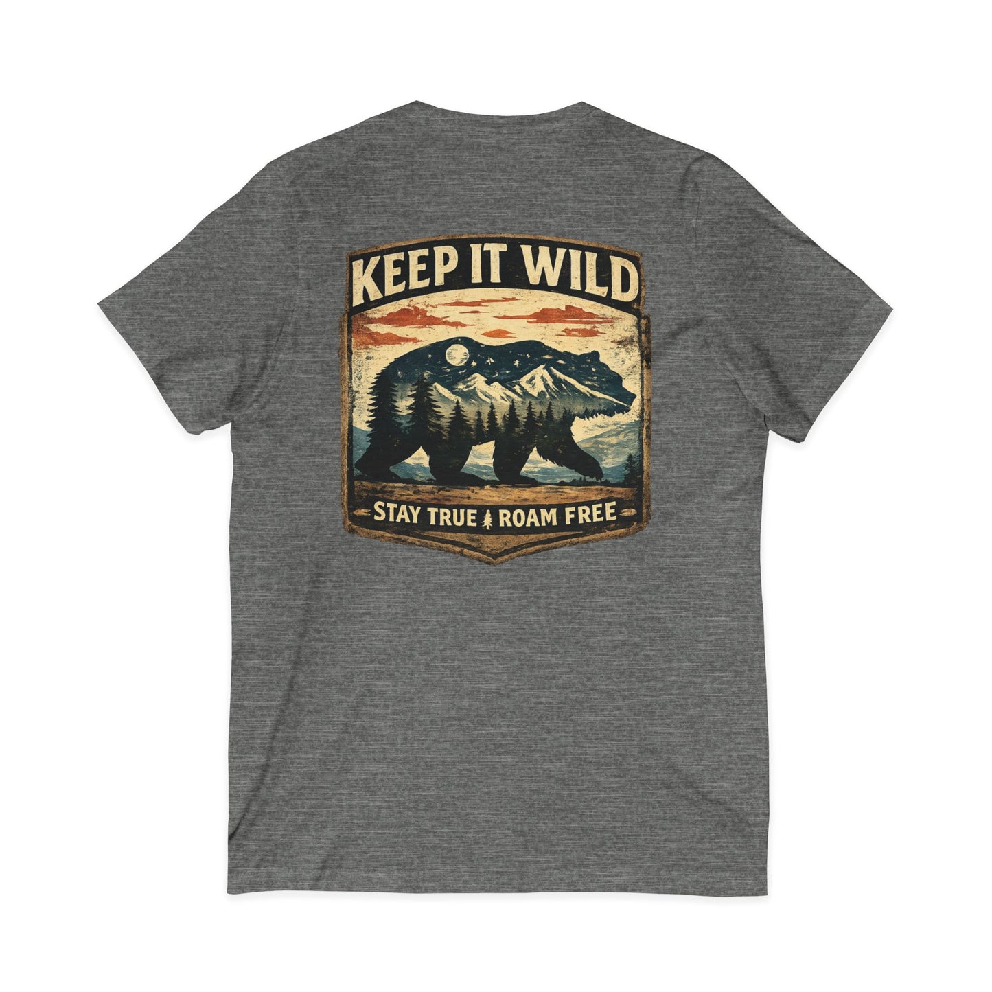 Keep It Wild V-Neck Tee — Bear Mountains 'Stay True & Roam Free' Outdoor T-Shirt